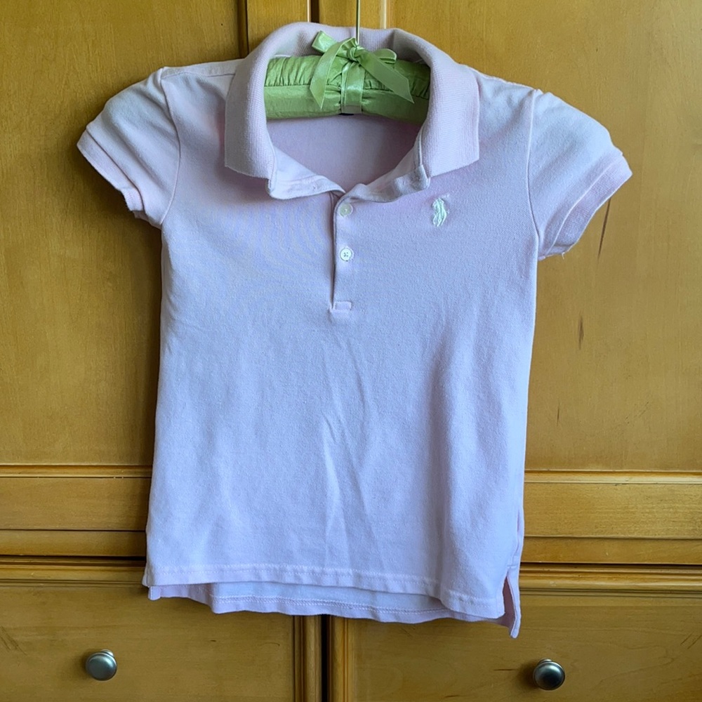 Girls Ralph Lauren Polo shirt.SM (7). Pastel pink